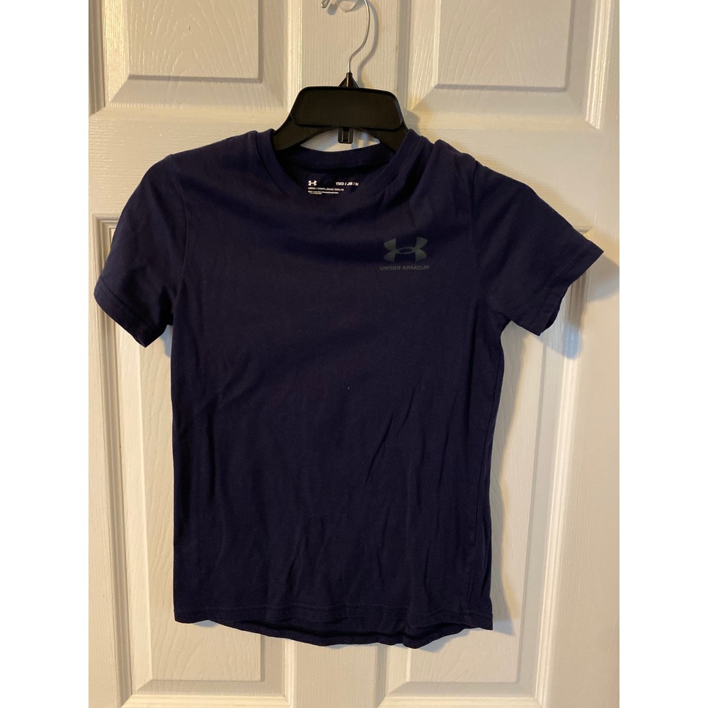 Under Armour Boys Navy Blue Loose Fit Short Sleeve Graphic Tee Shirt YMD Medium